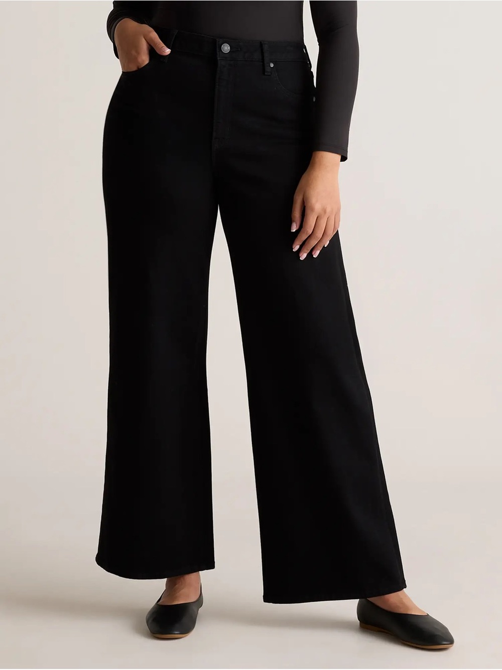 Quince | Black Wide-Leg Jeans - Picture 2 of 7